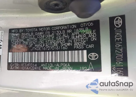 2007 Scion Tc from USA, damaged, VIN JTKDE167270161160